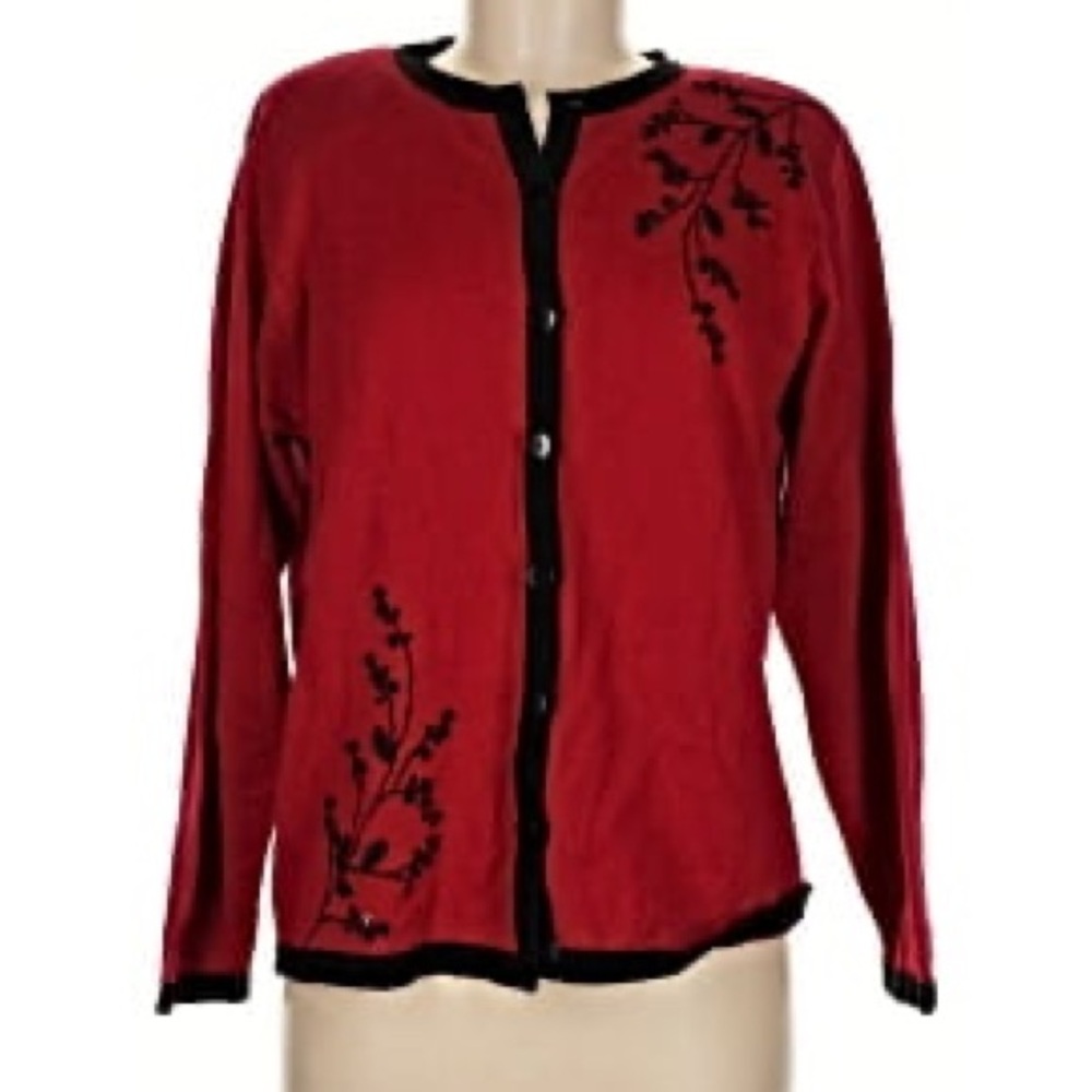 LAURA | Red Floral Women's Cardigan